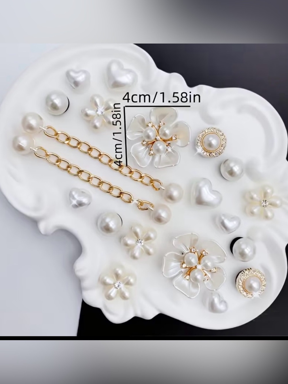 Beautiful Pearl and Gold Floral Shoe Accessories - Picture 2 of 4